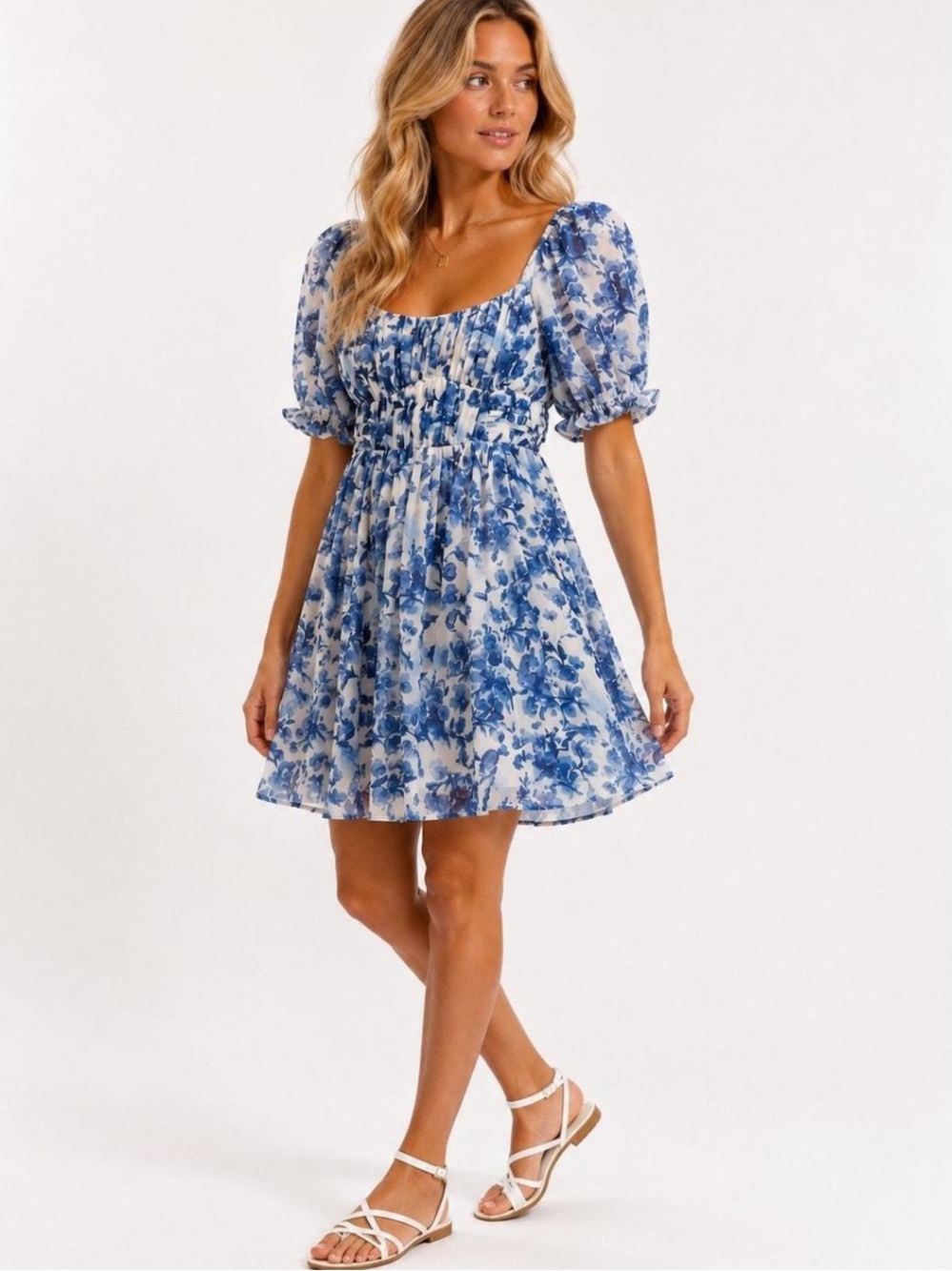 NWT Abercrombie & Fitch Ruched Ruffle Puff Sleeve Mini Dress S